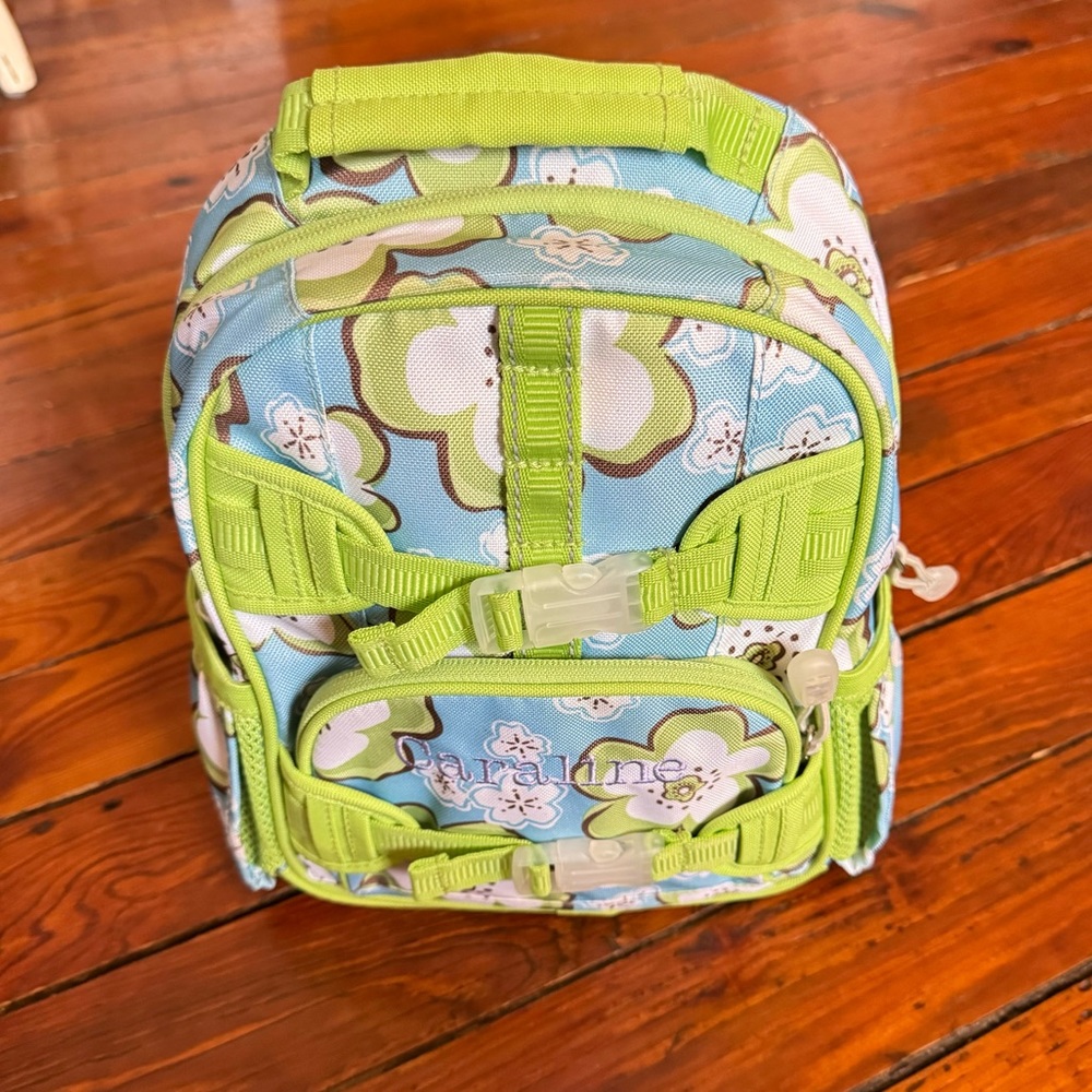 Pottery Barn Mini Backpack Floral Green & Blue Caraline